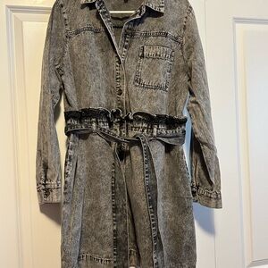 WHO WHAT WEAR Denim Long-Sleeve Dress